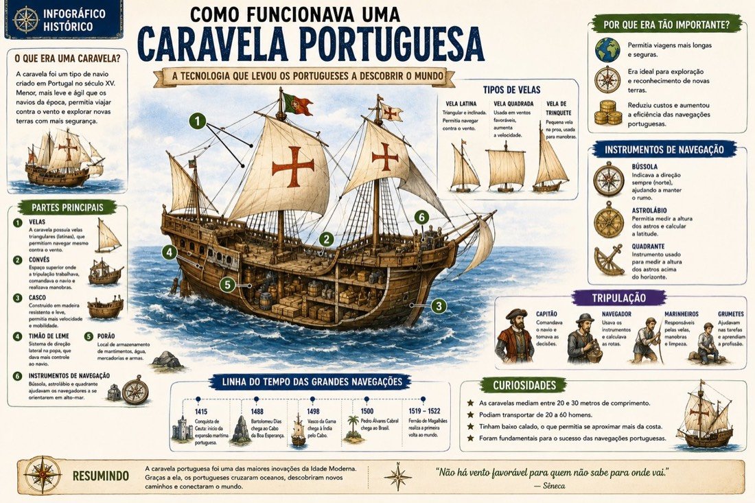 Amostra do material: Como funcionava uma caravela portuguesa