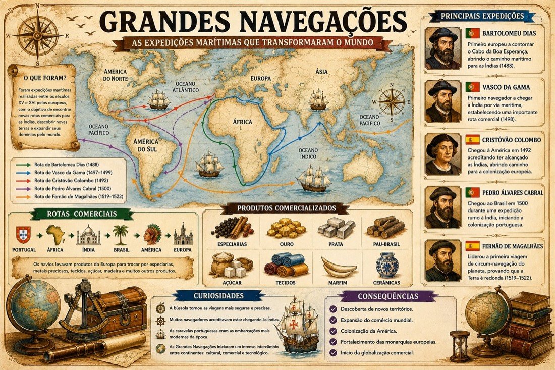 Amostra do material: Grandes Navegações — mapa visual