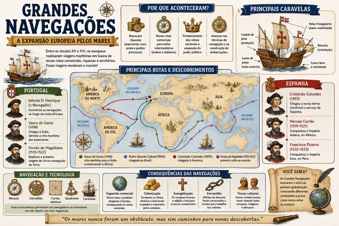 Amostra real do material sobre Grandes Navegações