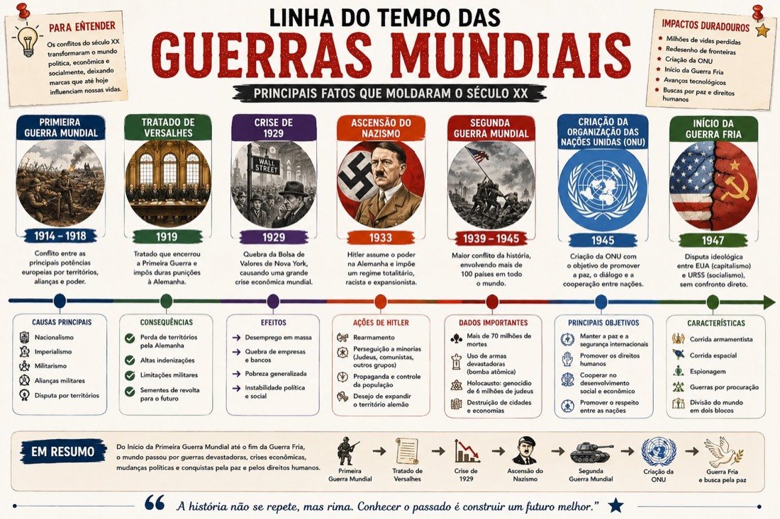 Amostra do material: Linha do tempo das Guerras Mundiais